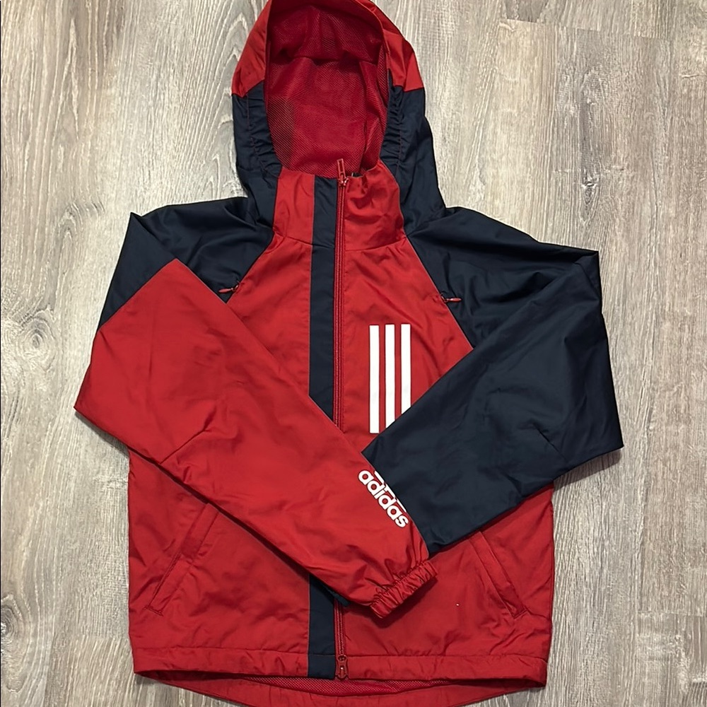 Adidas Red and Black Windbreaker Jacket